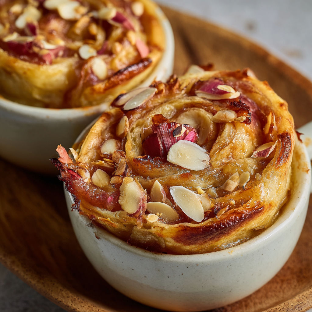 A bowl of food with a pastry and nuts.