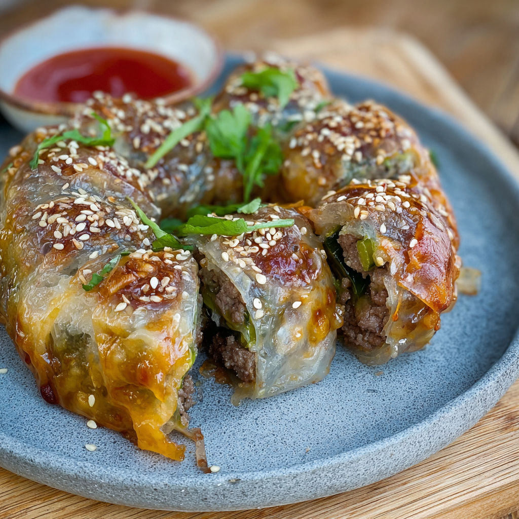 A plate of food with a cheeseburger and a bowl of sauce.