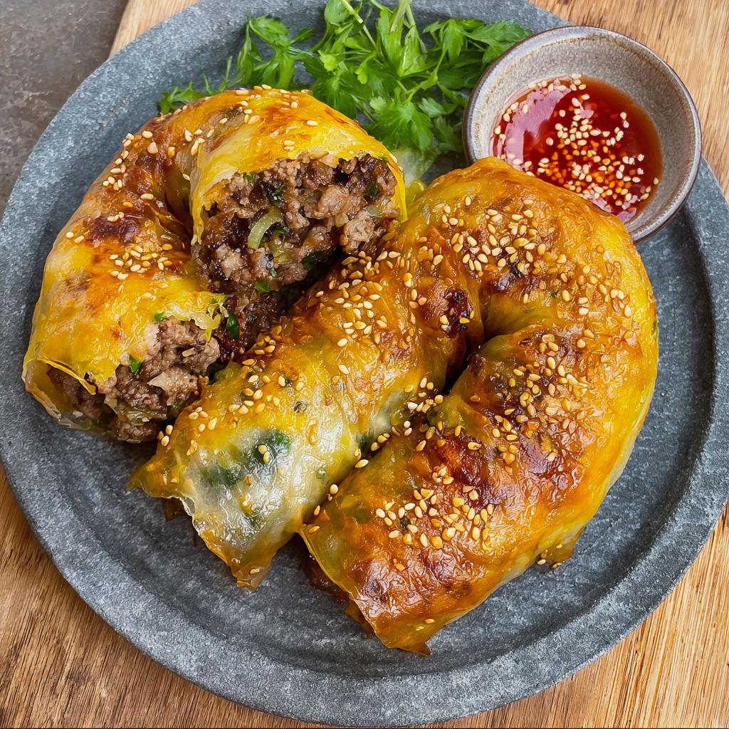 A plate of food with a cheeseburger and a bowl of sauce.