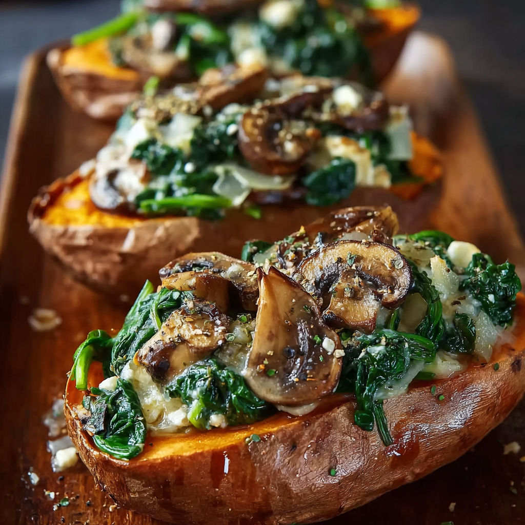 A plate of food with mushrooms and spinach.