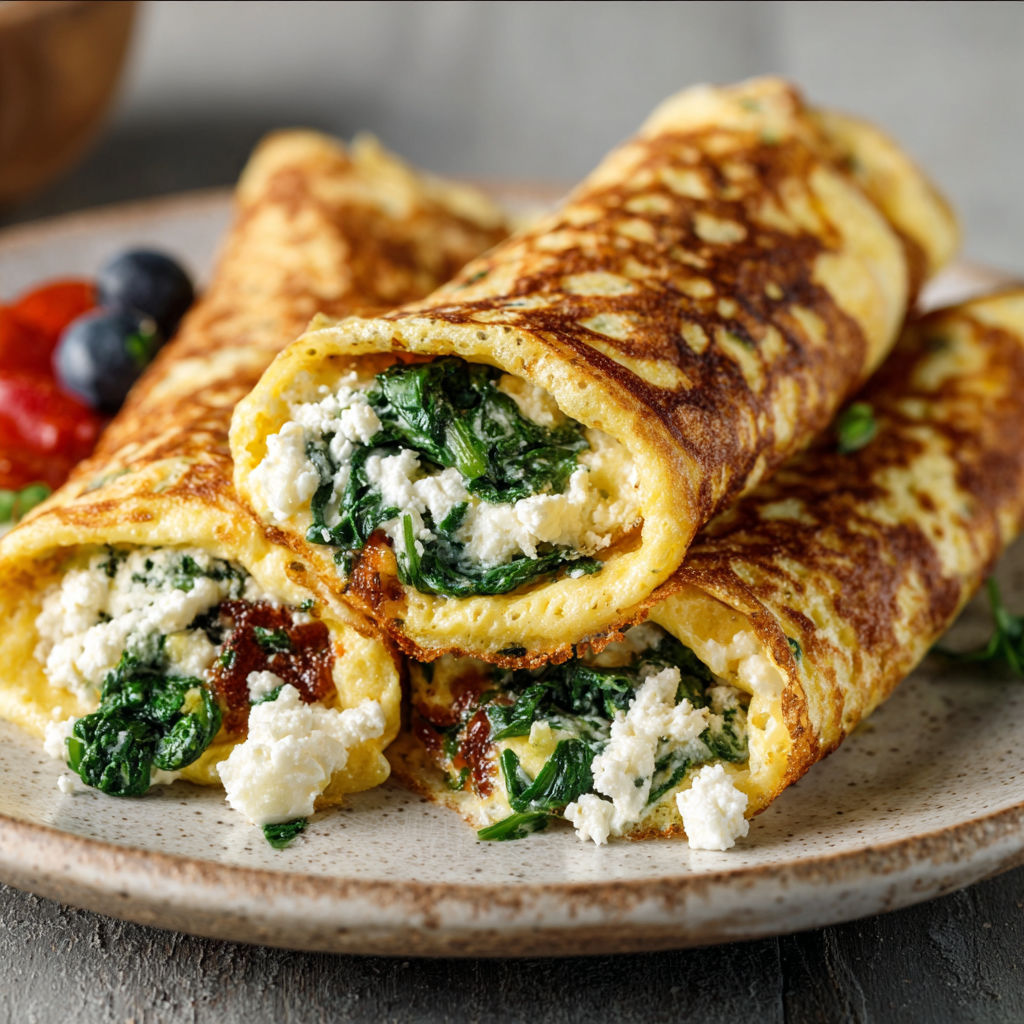 A plate of food with a keto pfannkuchen wrap.