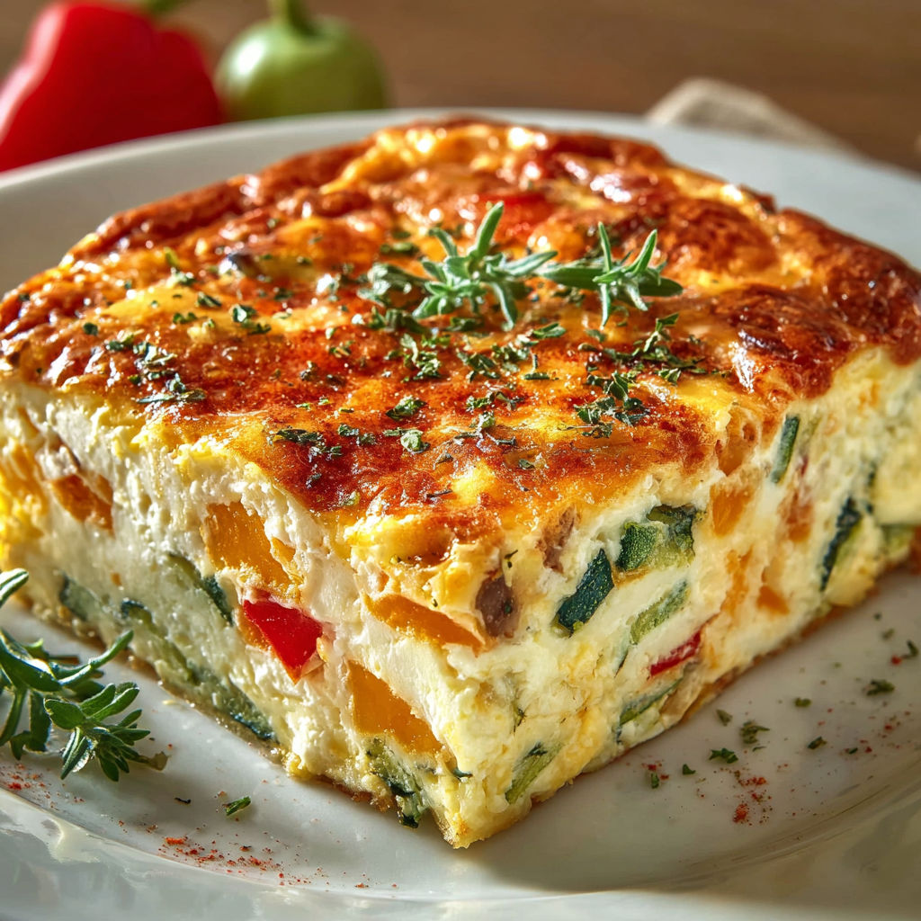 A slice of Hüttenkäse Eierauflauf.