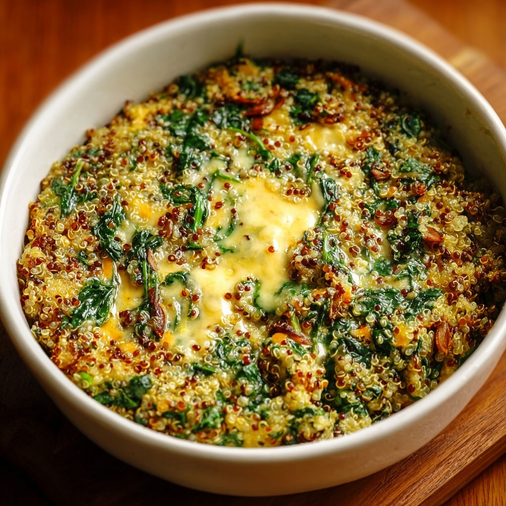 A bowl of food with greens and cheese.