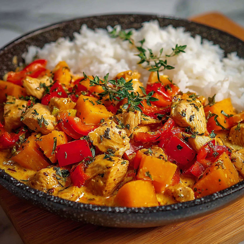 A bowl of chicken and rice.