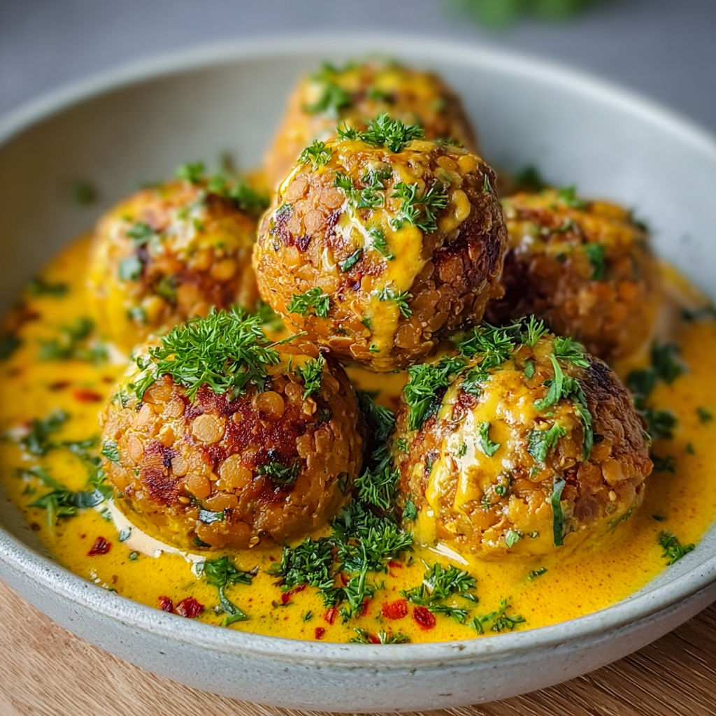 A bowl of food with a yellow sauce.