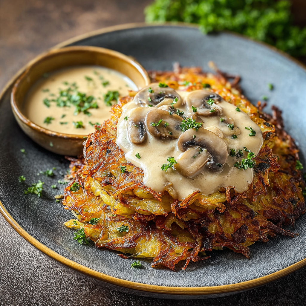A plate of food with mushrooms and sauce.