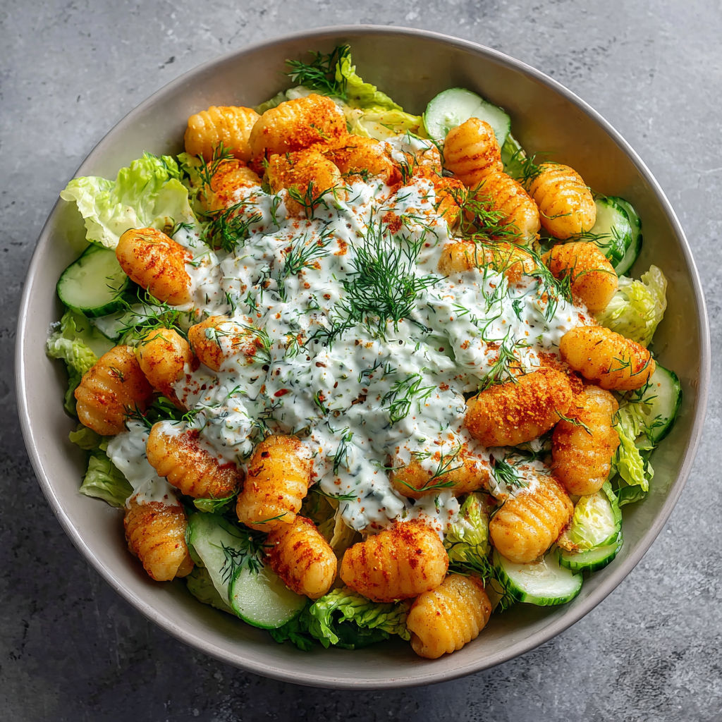 A bowl of food with a white sauce on top.