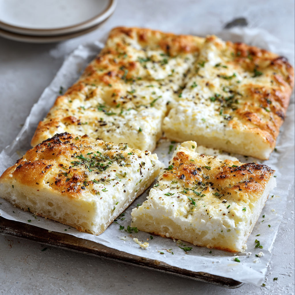 A slice of pizza with cheese and herbs.