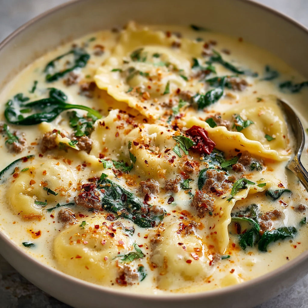 A bowl of pasta with meat and vegetables.