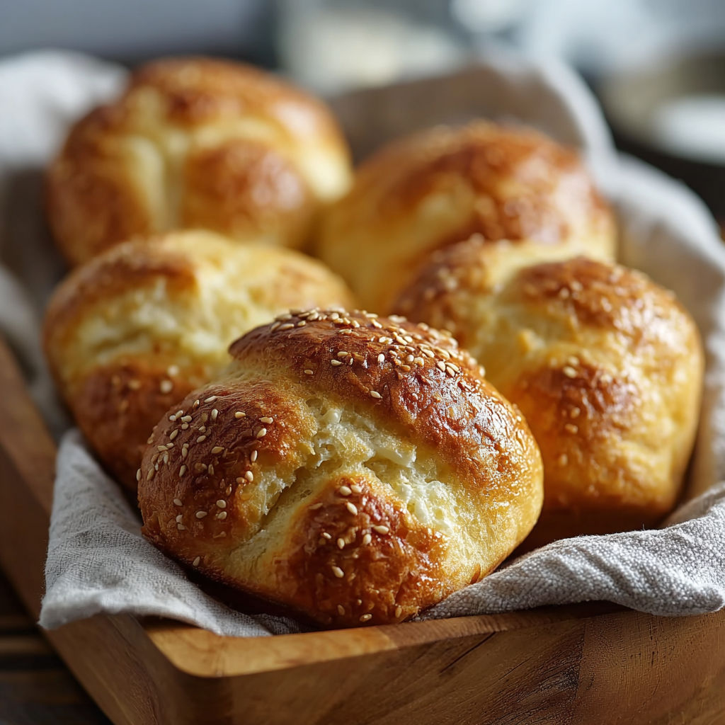 A basket of bread rolls.