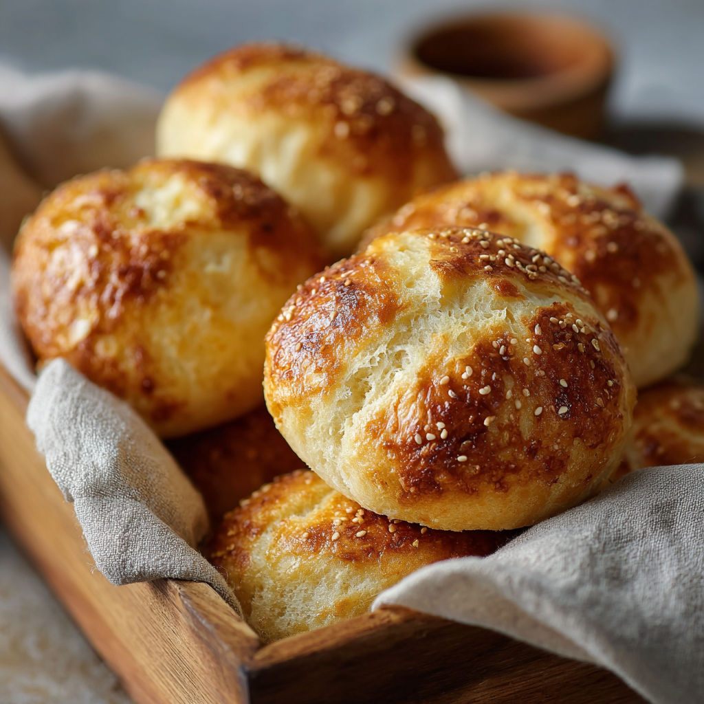 A wooden bowl filled with bread.