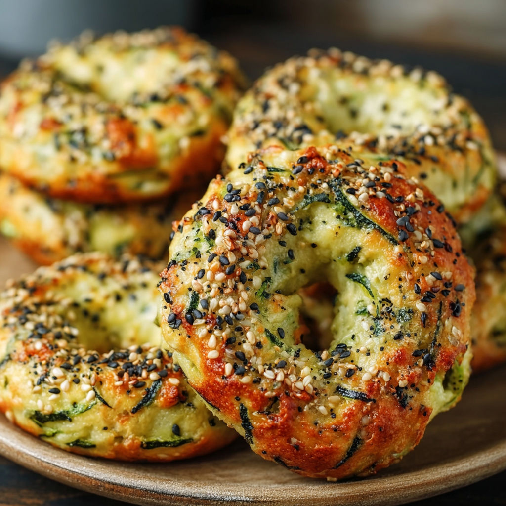 A plate of bagels with seeds on top.