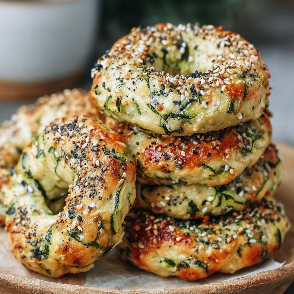 A stack of zucchini bagels.