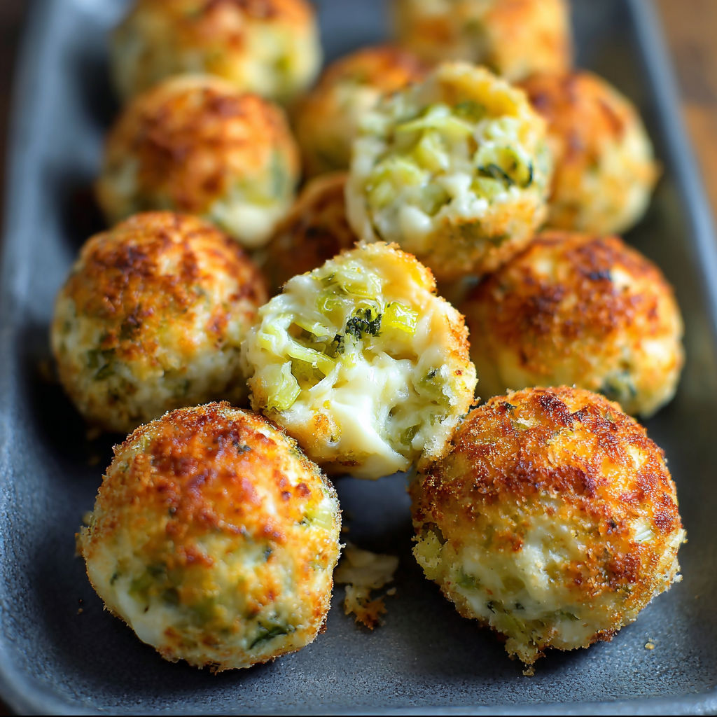 A plate of cheese and broccoli balls.