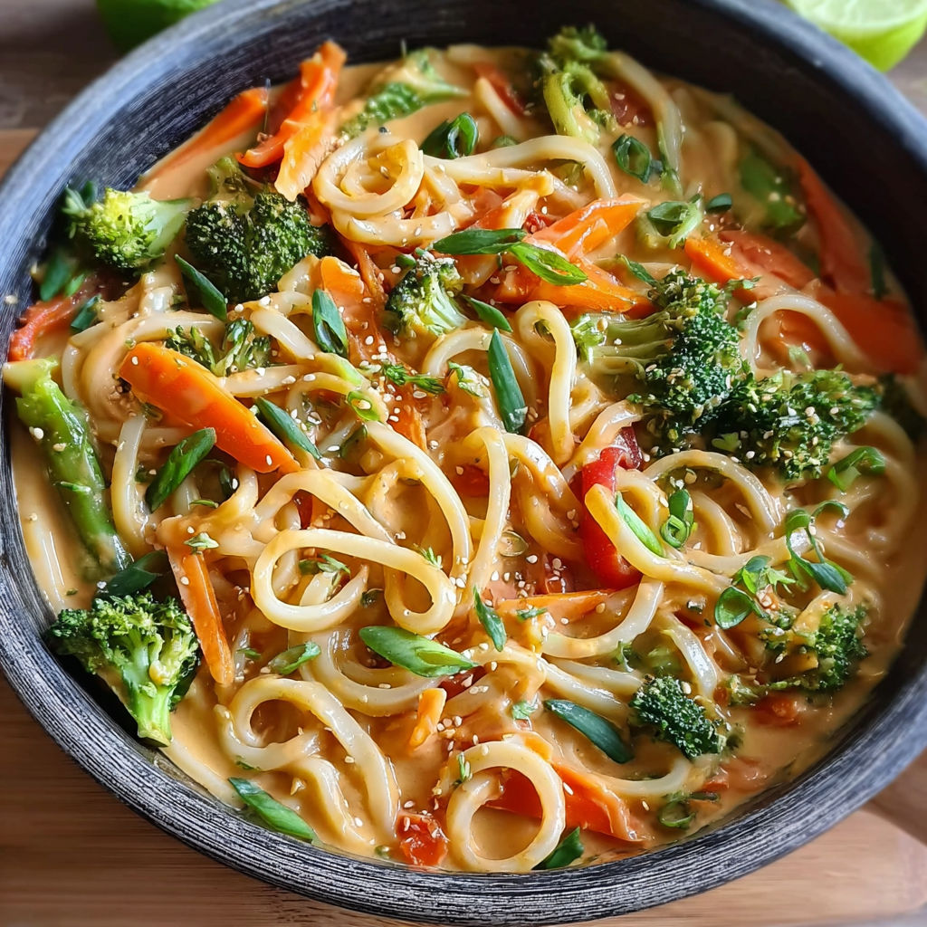 A bowl of noodles with vegetables and sauce.