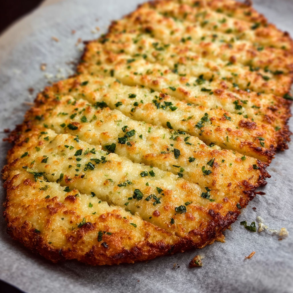 A piece of food with a green herb on top.