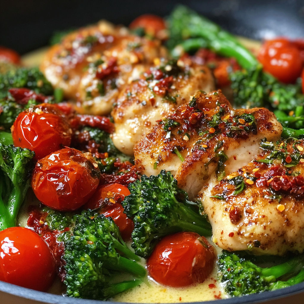 A plate of food with broccoli and tomatoes.