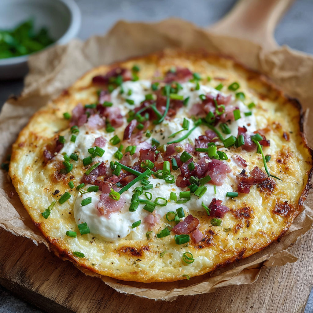 A slice of pizza with cheese and bacon on a wooden cutting board.