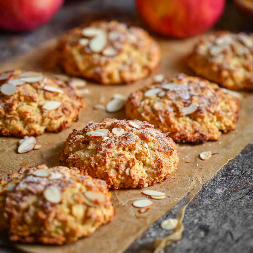 A tray of cookies with almonds on top.