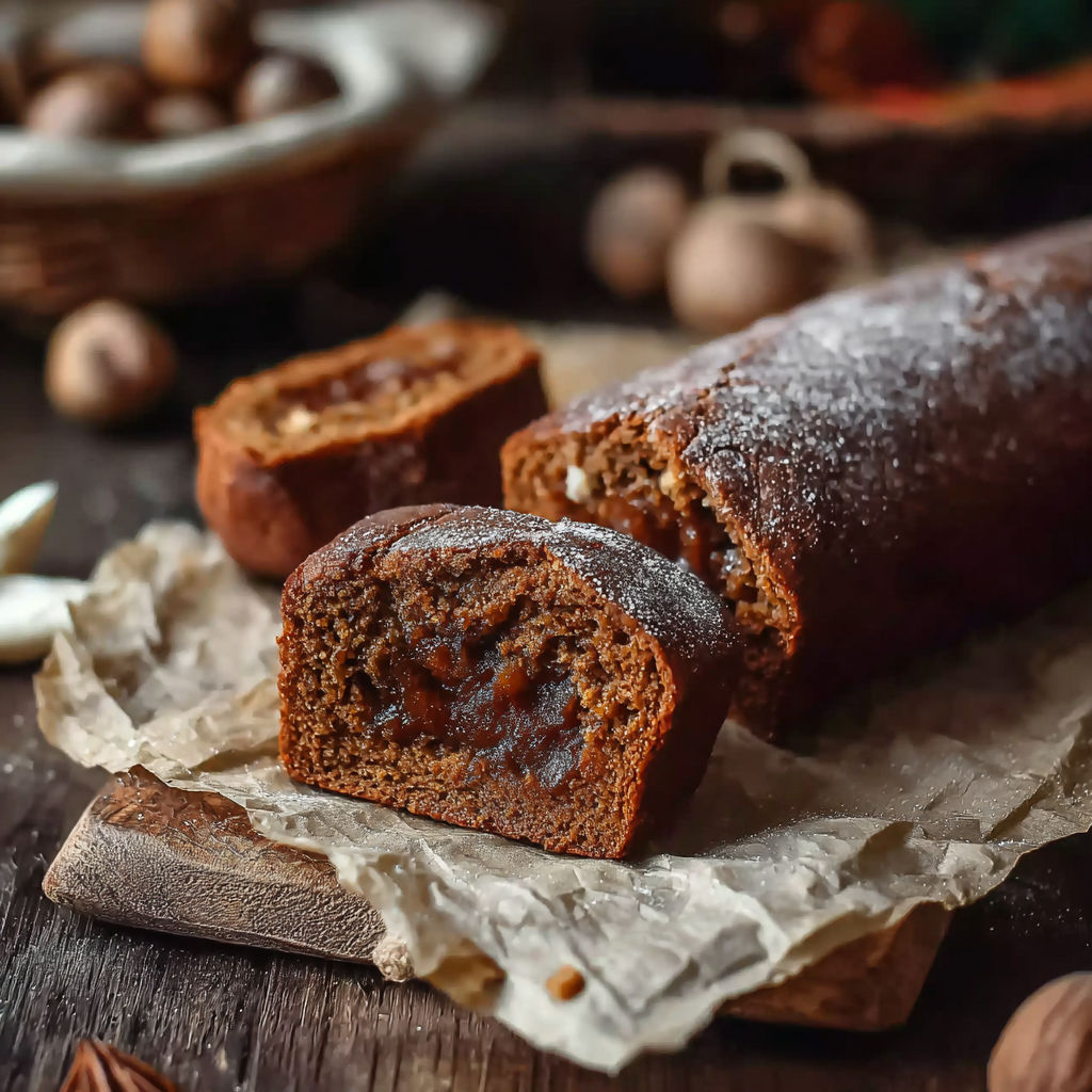 A loaf of bread with a white bowl of nuts next to it.