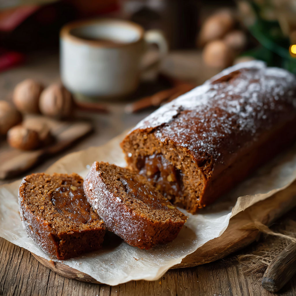 A loaf of bread with sugar on top.