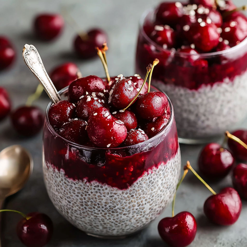 A bowl of creamier kirsch chia pudding.