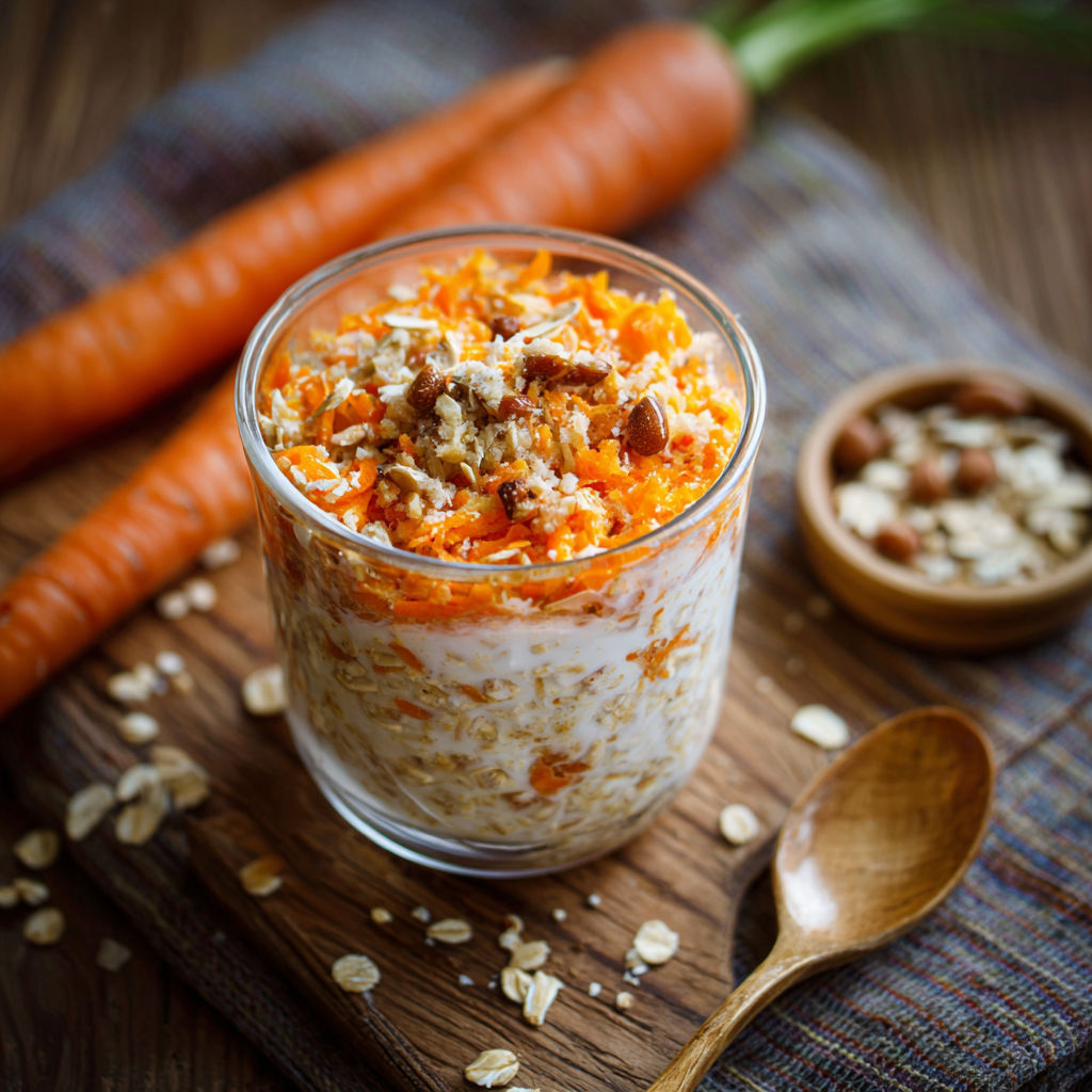 A glass of food with a spoon next to it.