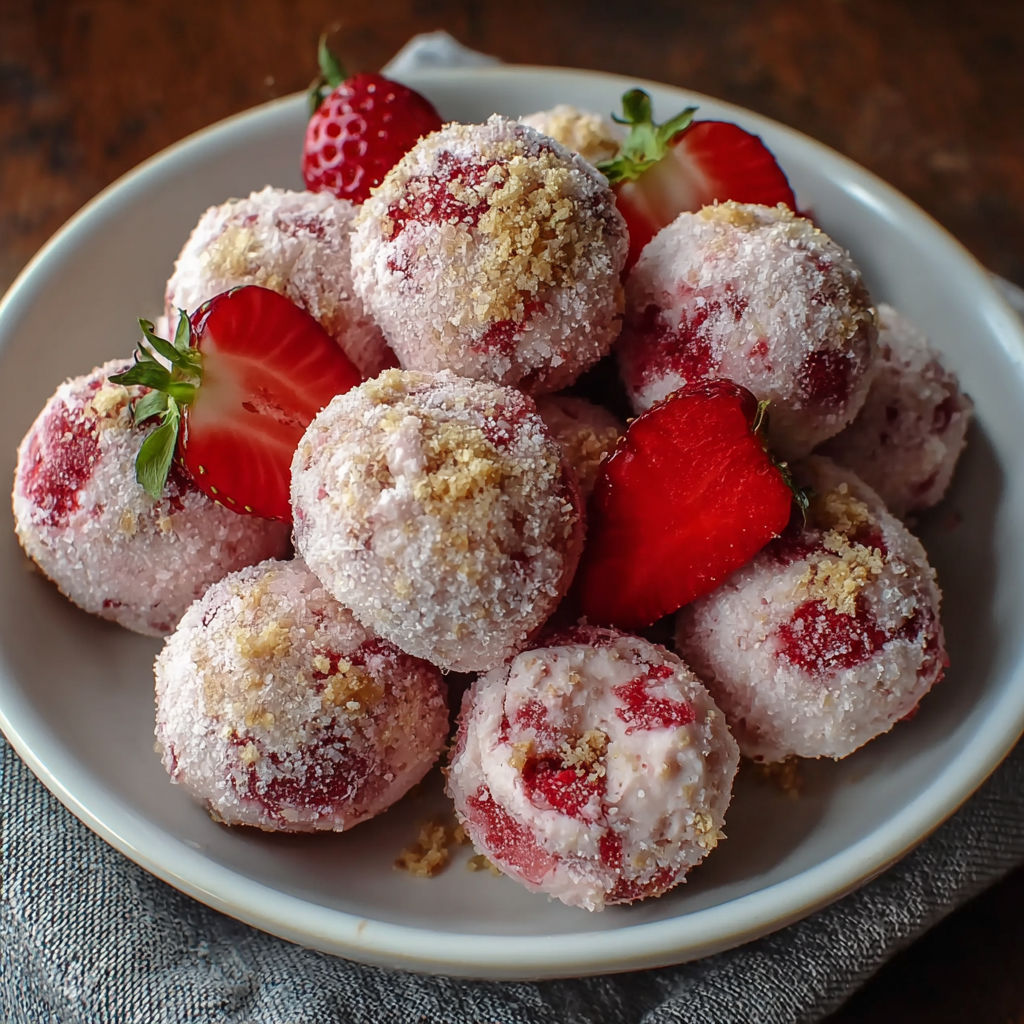 A bowl of strawberries and cookies.