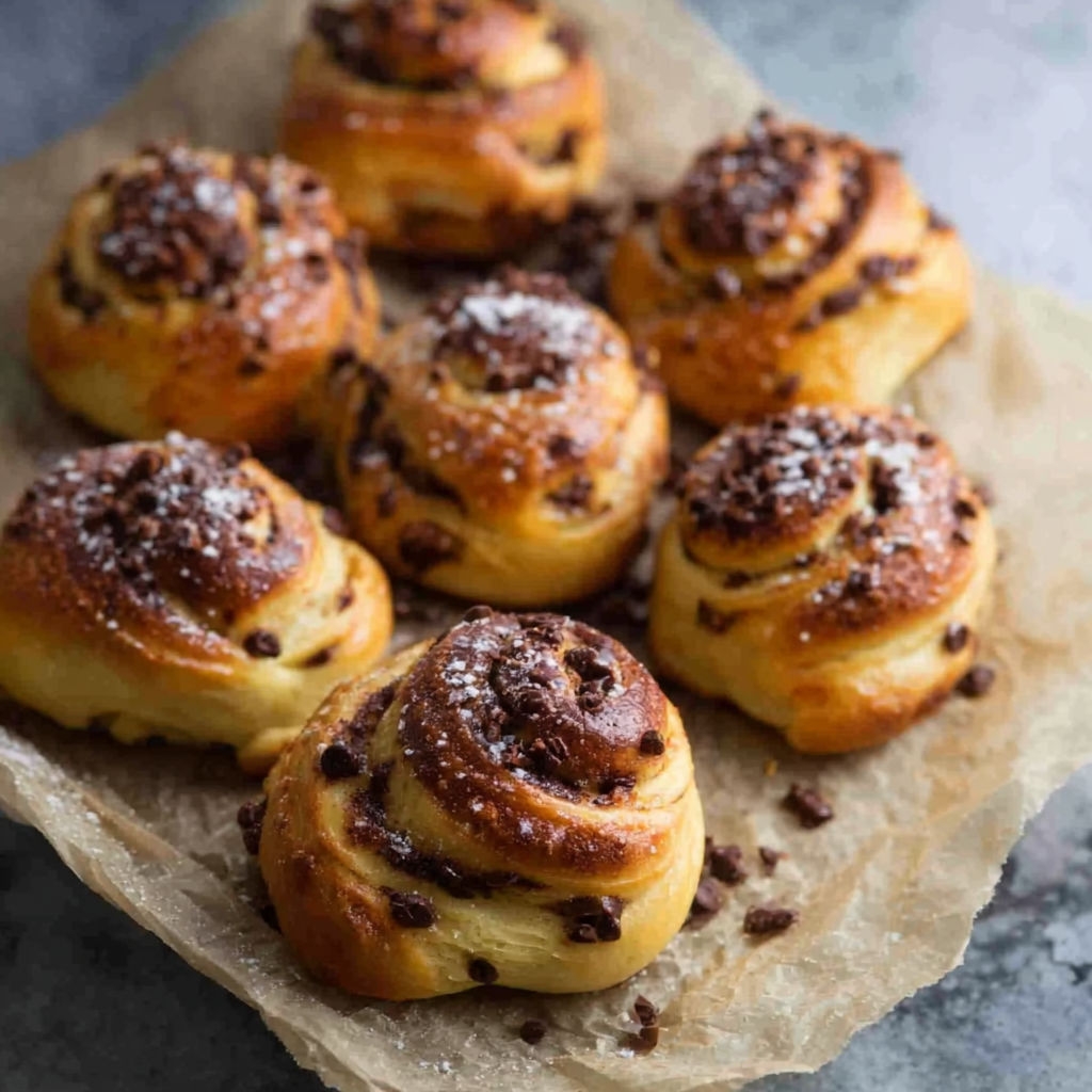 A plate of chocolate covered doughnuts.