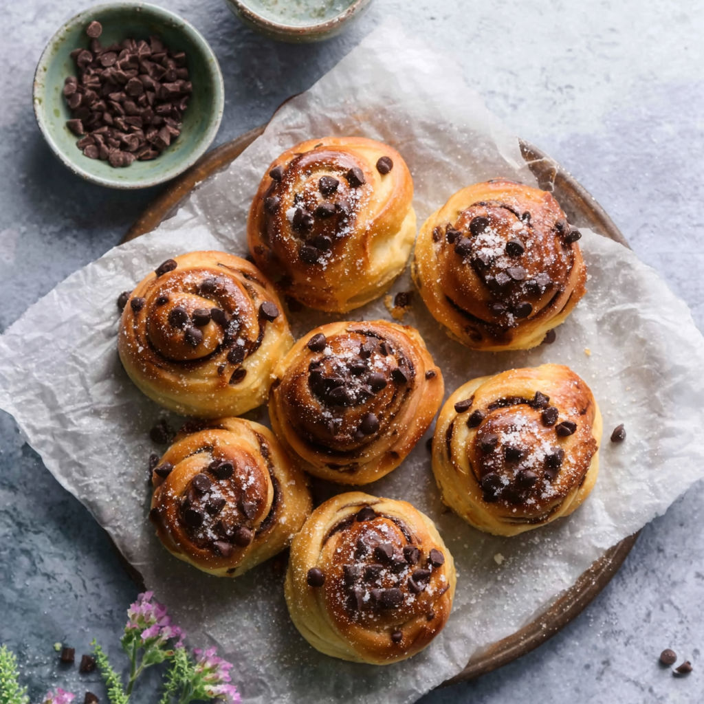 A plate of chocolate covered pastries.