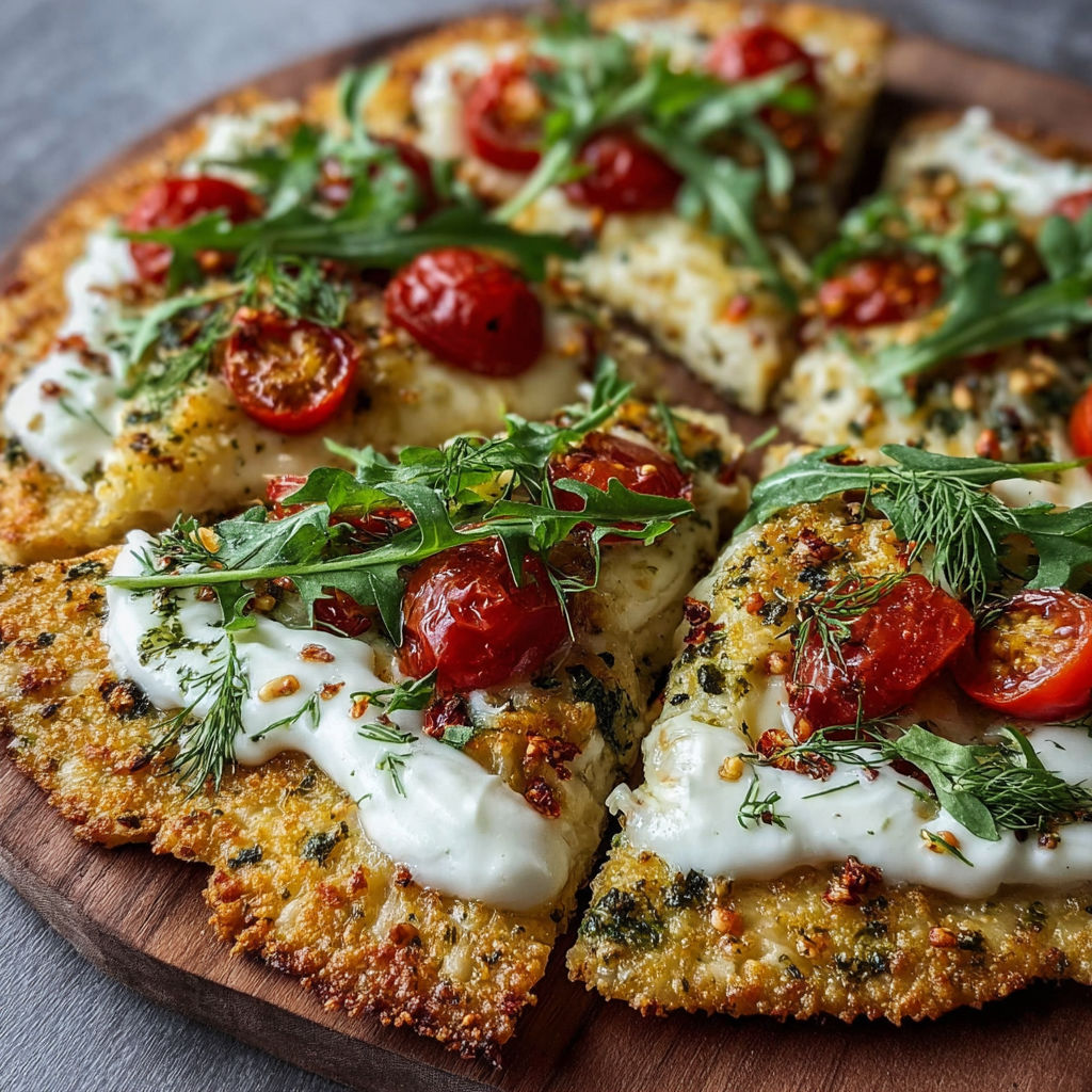 A pizza with tomatoes and basil on top.