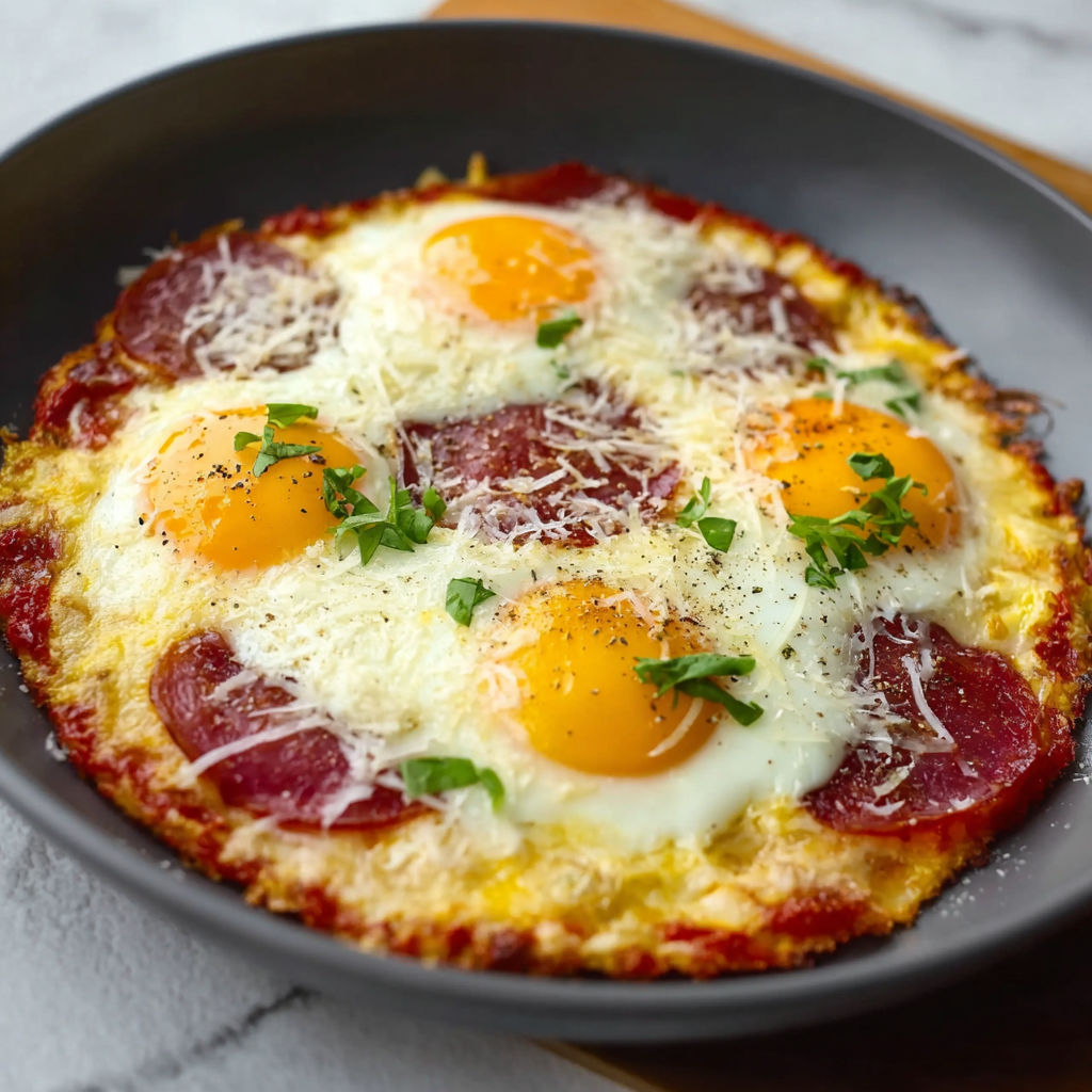 A pizza with eggs on top.