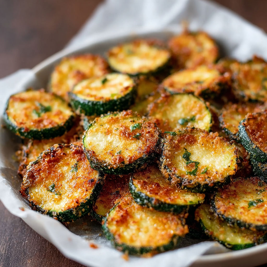 A plate of fried zucchini chips.