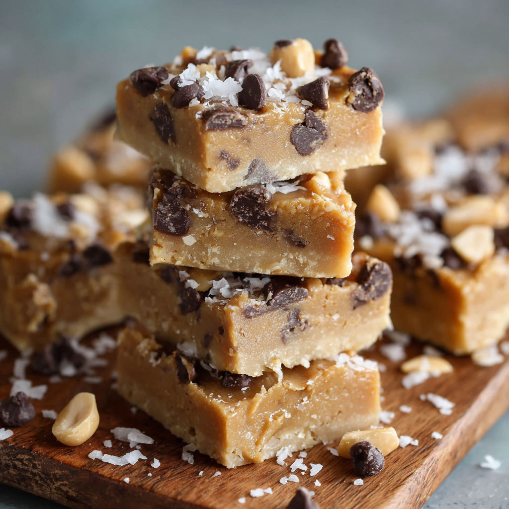 A stack of chocolate and peanut butter cookies.