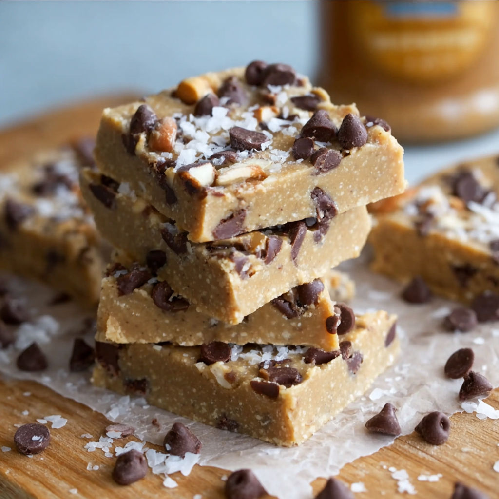 A stack of chocolate chip cookies.