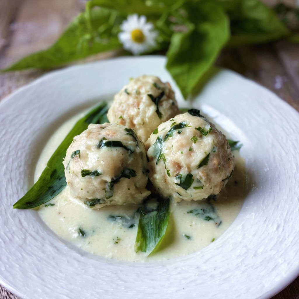 A white plate with two balls of food on it.