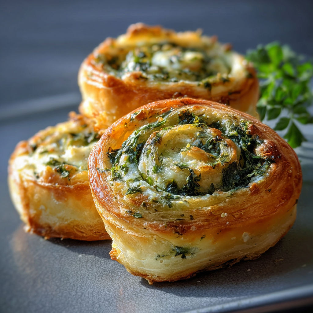 Two pastries with green topping.