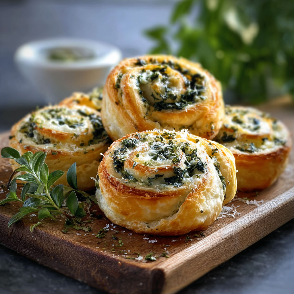 Three pastries with a green topping.