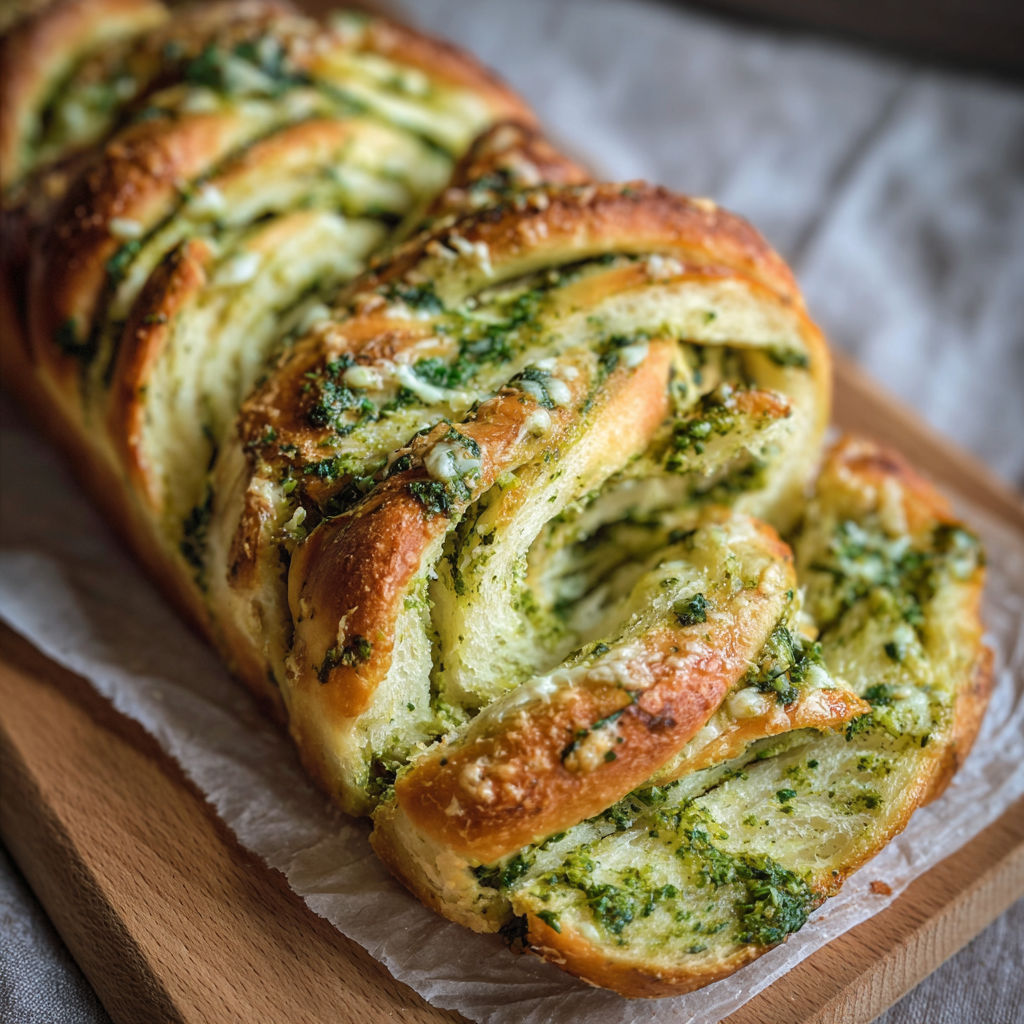 A loaf of bread with mozzarella cheese and herbs.