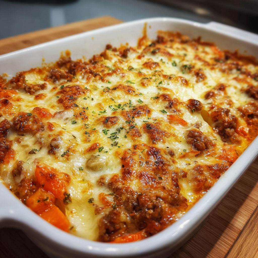 A dish of meat and vegetables.