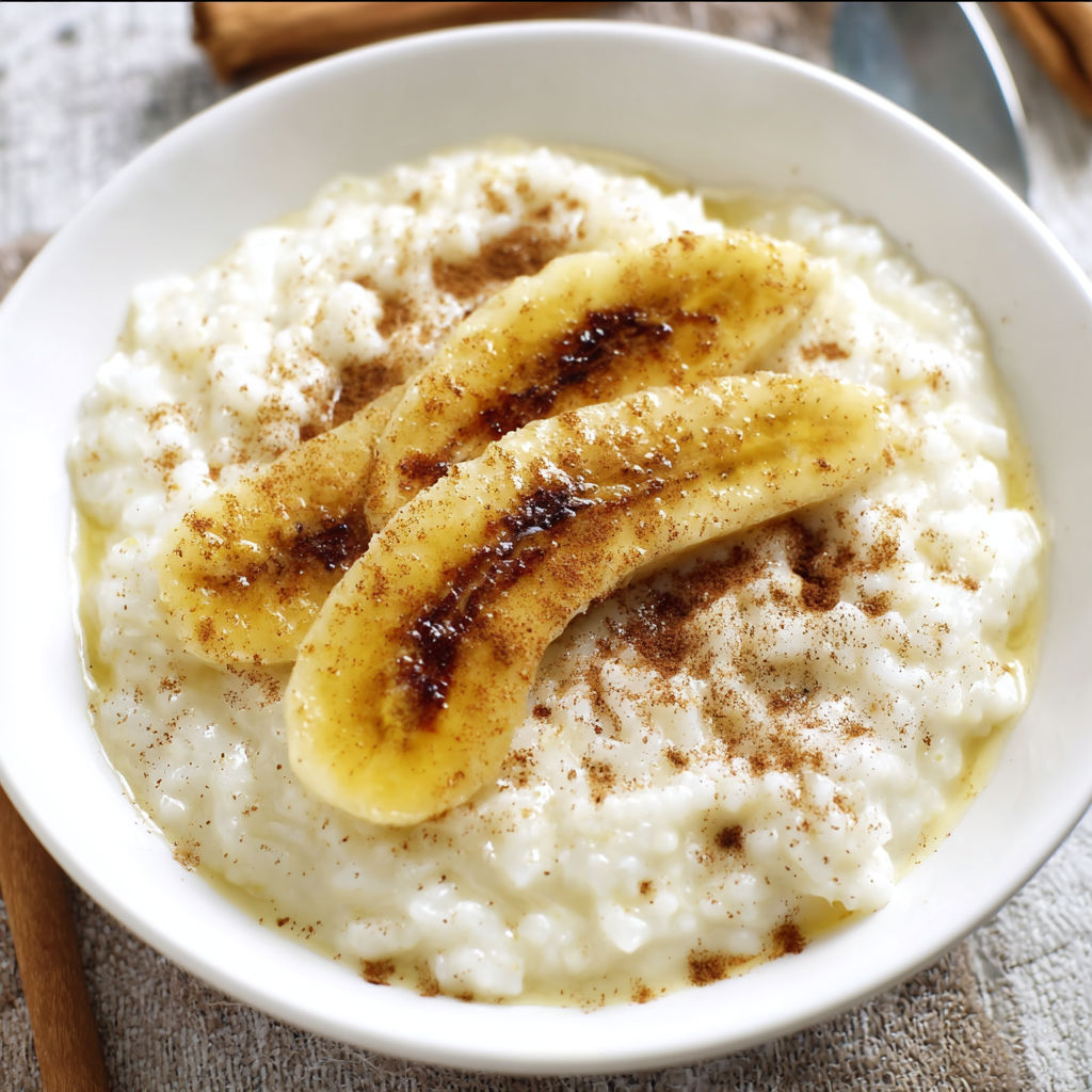 A bowl of banana and rice.