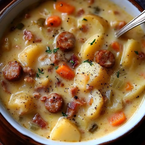 Herzhafte Kartoffel-Suppe mit Saucisses