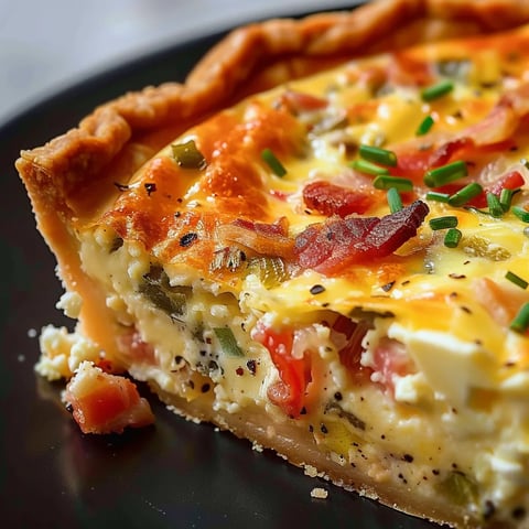 Knusprige Quiche mit Speck und Gemüse