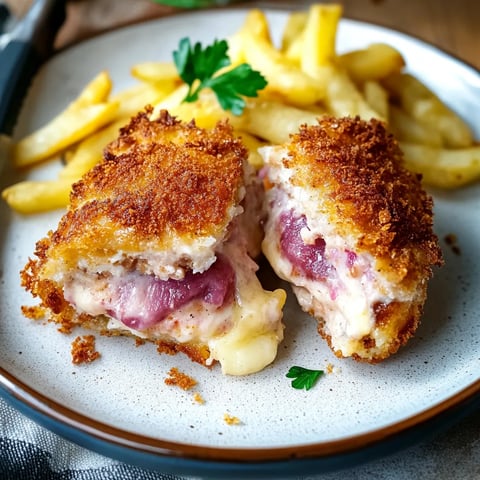 Ein Plate mit frisch zubereiteten Frites und einem Sandwich, das aus Käse, Fleisch und Gemüse besteht.