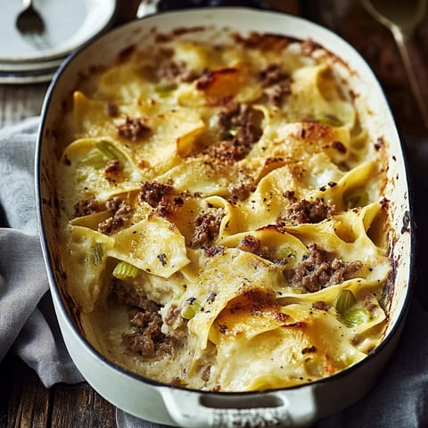 Ein Schüssel mit Pasta und Rindfleisch.