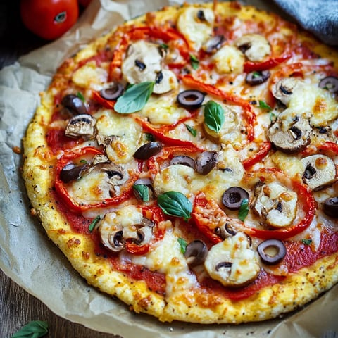 Eine pizza mit vielen Zutaten wie Oliven, Tomaten, Basilikum, Mushrooms, Zwiebeln und Salat.