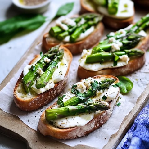 Eine Schüssel mit Toast und Asparagus.