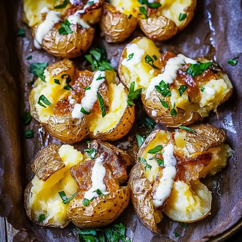 Eine Platte mit sechs gegrillten Paprika, die mit Mayonnaise und Kräutern garniert sind.