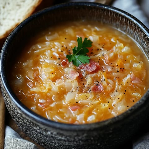 Ein Glas mit einer Mischung aus Kartoffeln, Zwiebeln und Bacon.