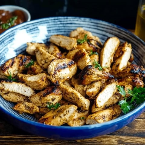 Ein Schüssel mit Chicken-Stir-Fry, die auf einem Tisch liegt.